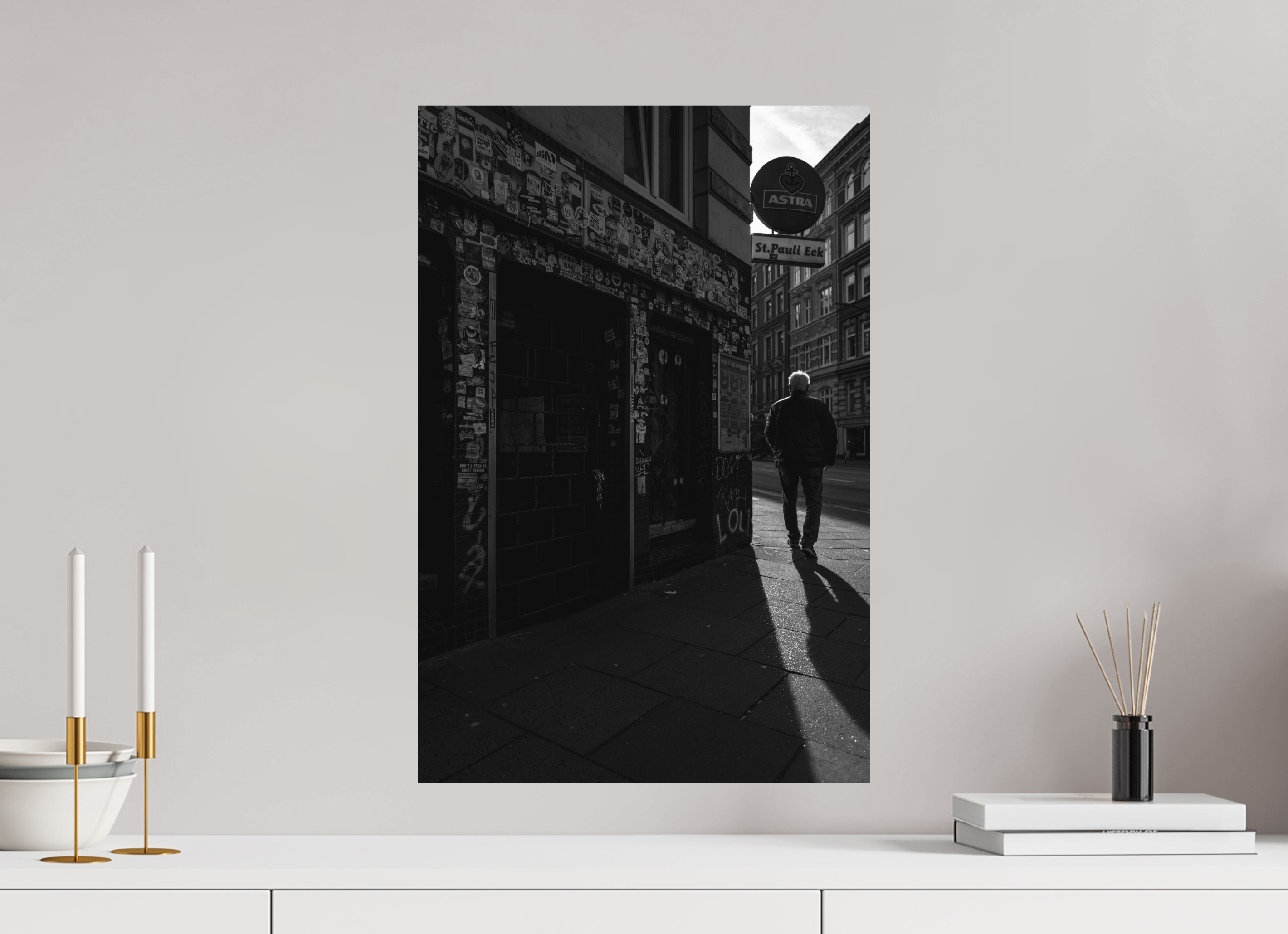 40 x 60 cm, Einzeln Ilford SW Papier matt Spaziergang auf St. Pauli