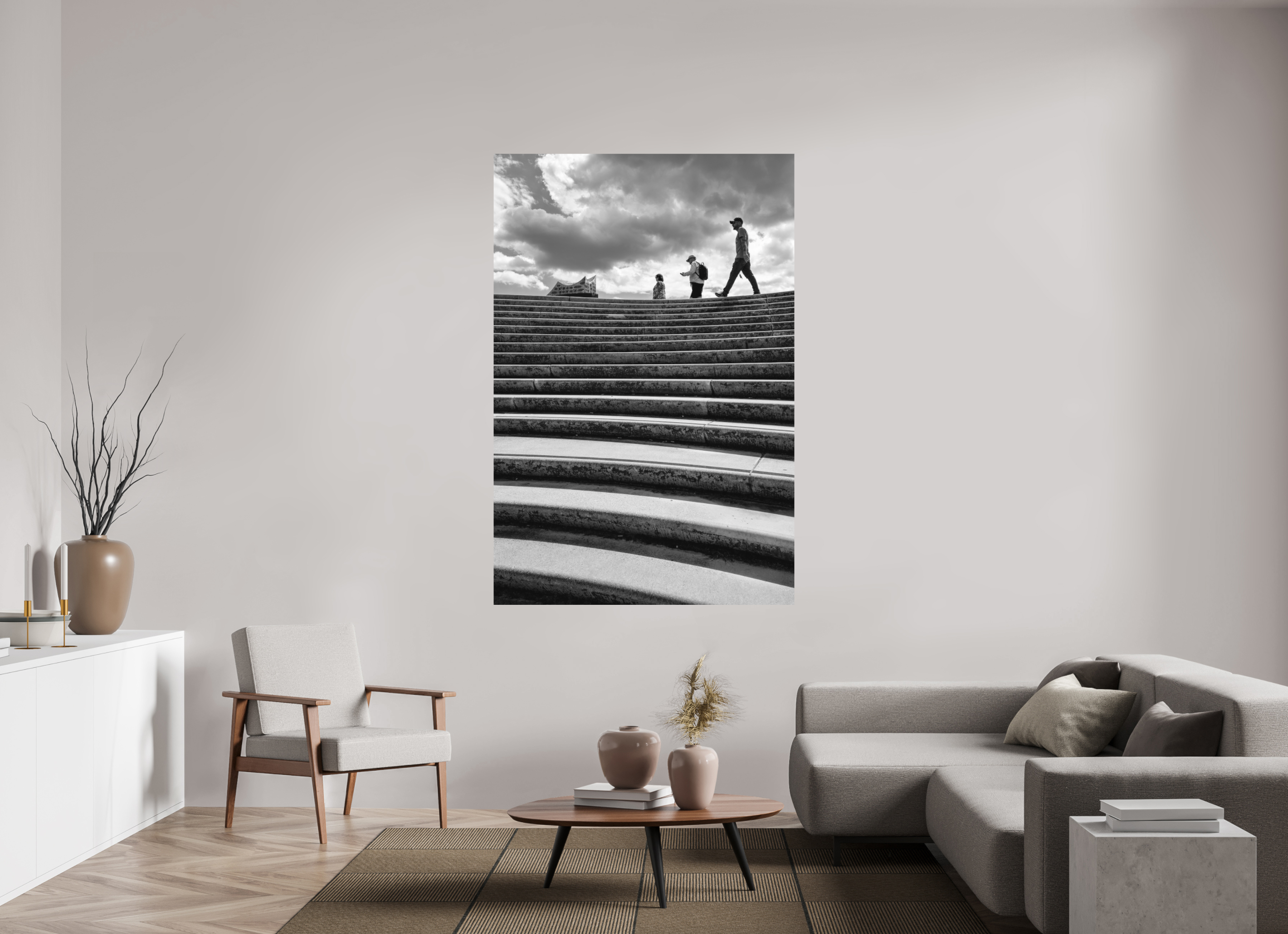120 x 180 cm, Einzeln Ilford SW Papier matt Landungsbrücken Hamburg