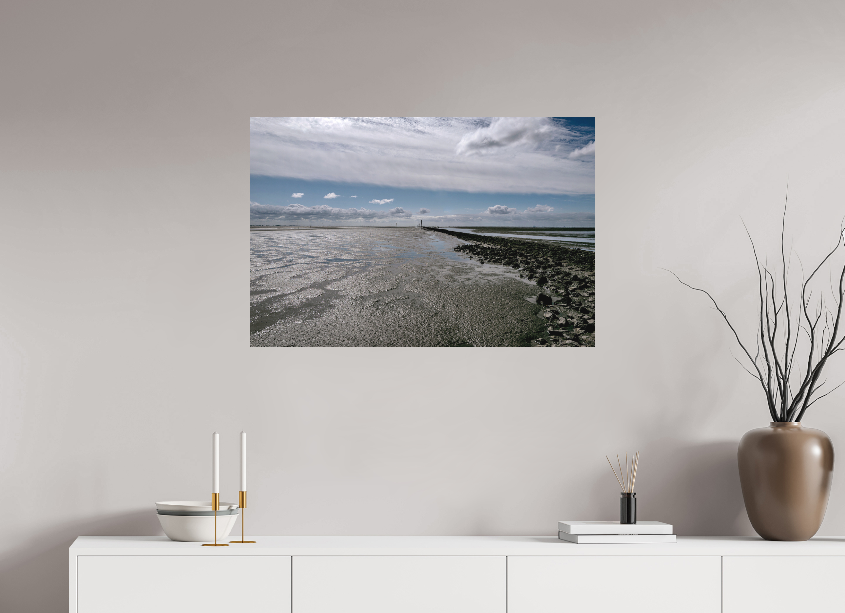 90 x 60 cm, Alu-Dibond Fuji Crystal Archive color matt Nordseeblick rauh und natürlich
