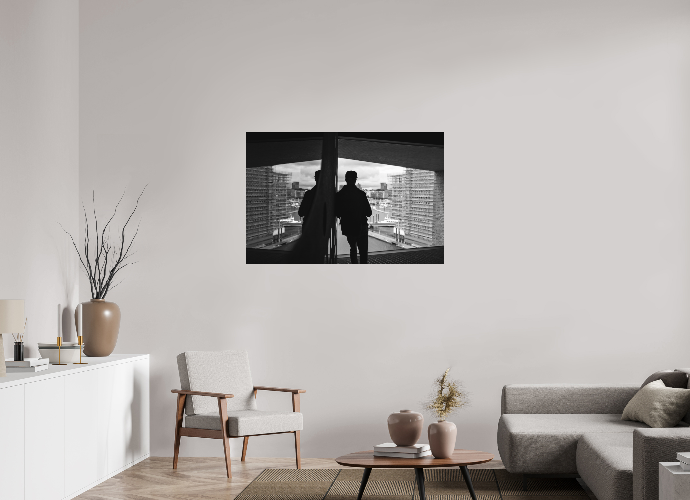 120 x 80 cm, Einzeln Ilford SW Papier matt Blick auf den Hamburger Hafen