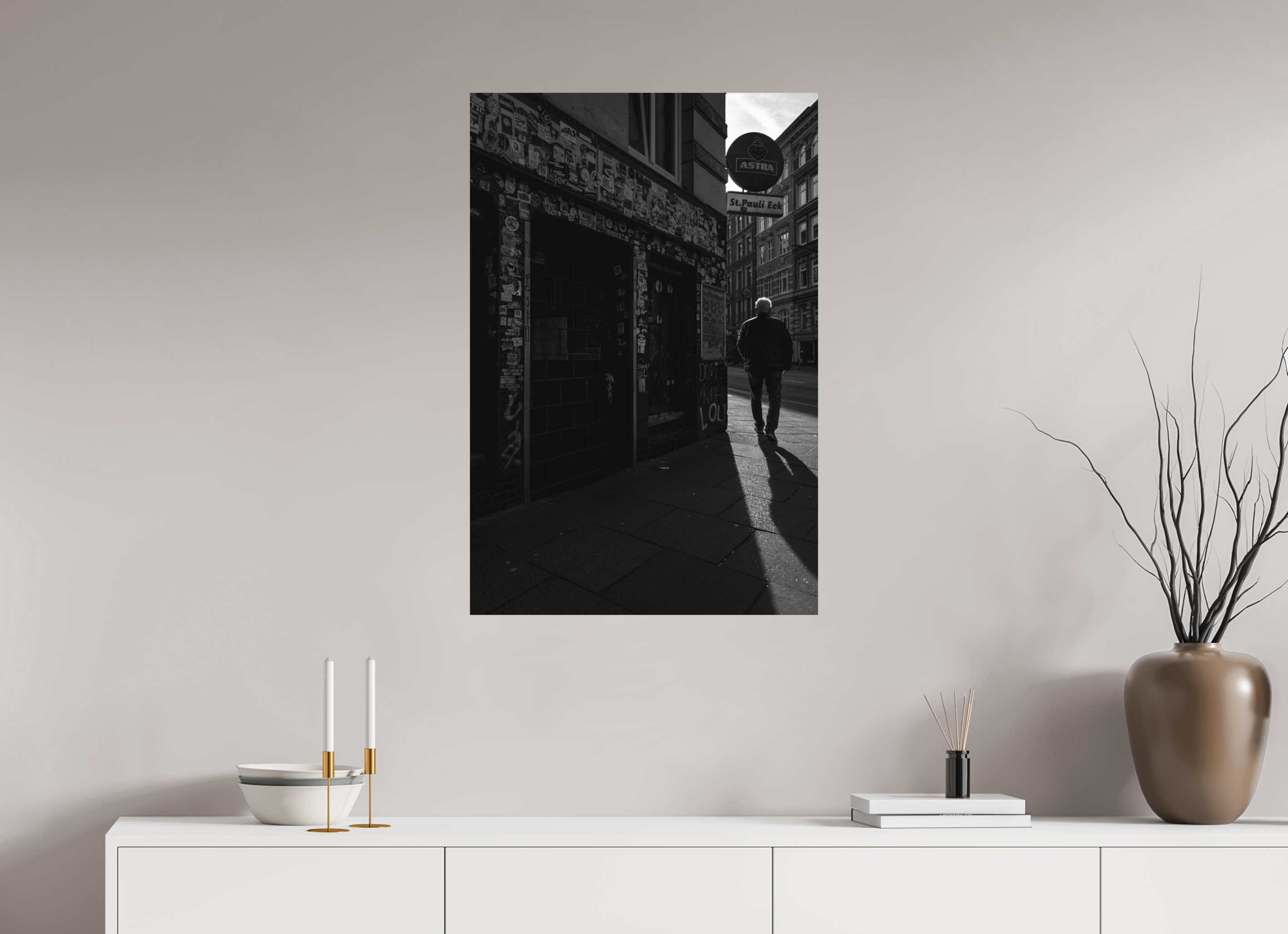 60 x 90 cm, Einzeln Ilford SW Papier matt Spaziergang auf St. Pauli