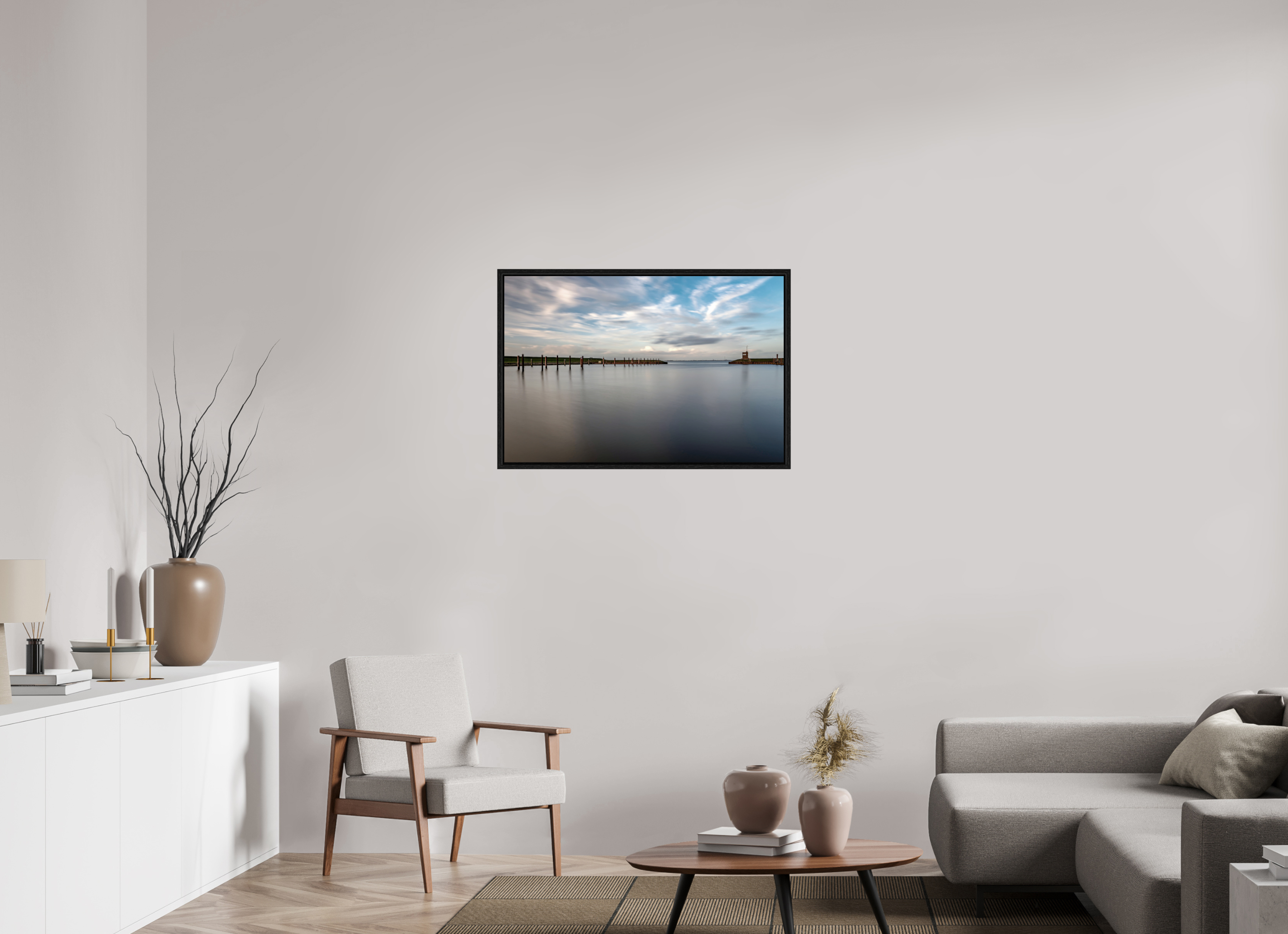 90 x 60 cm, Floater Frame Dangast Hafen
