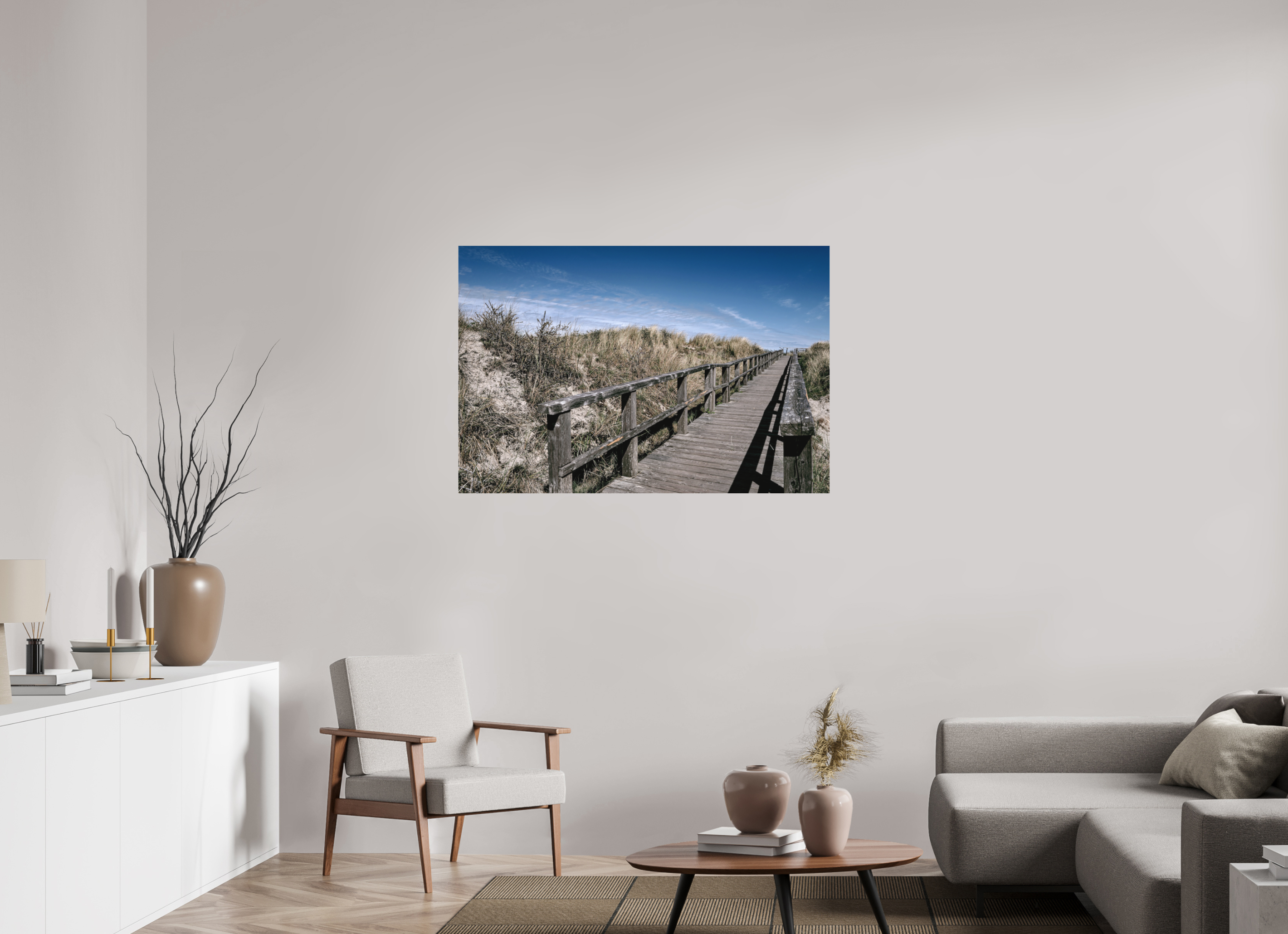 120 x 80 cm, Alu-Dibond Fuji Crystal Archive color matt Brücke in den Dünen