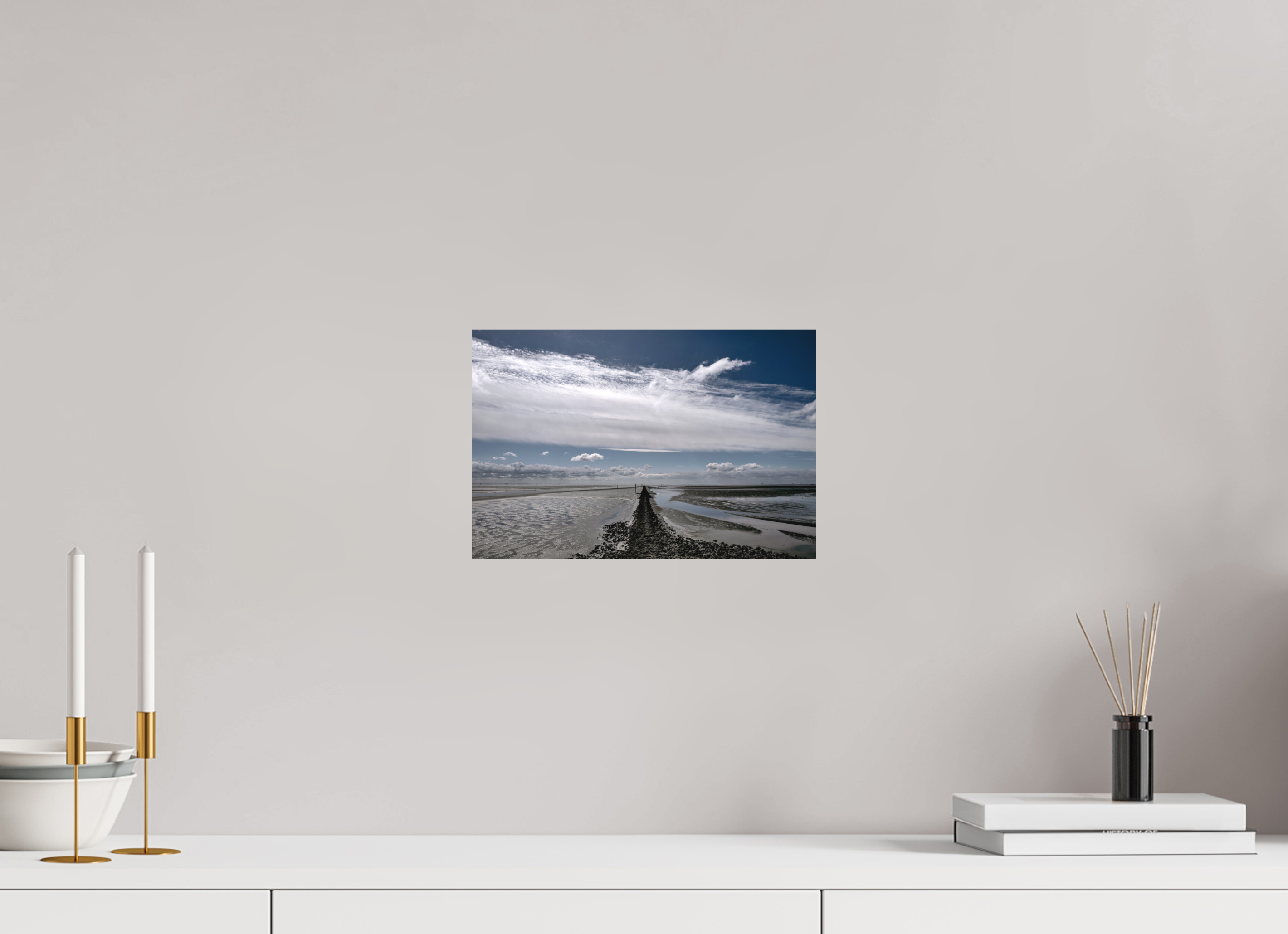 30 x 20 cm, Alu-Dibond Fuji Crystal Archive color matt Blick ins Wattenmeer