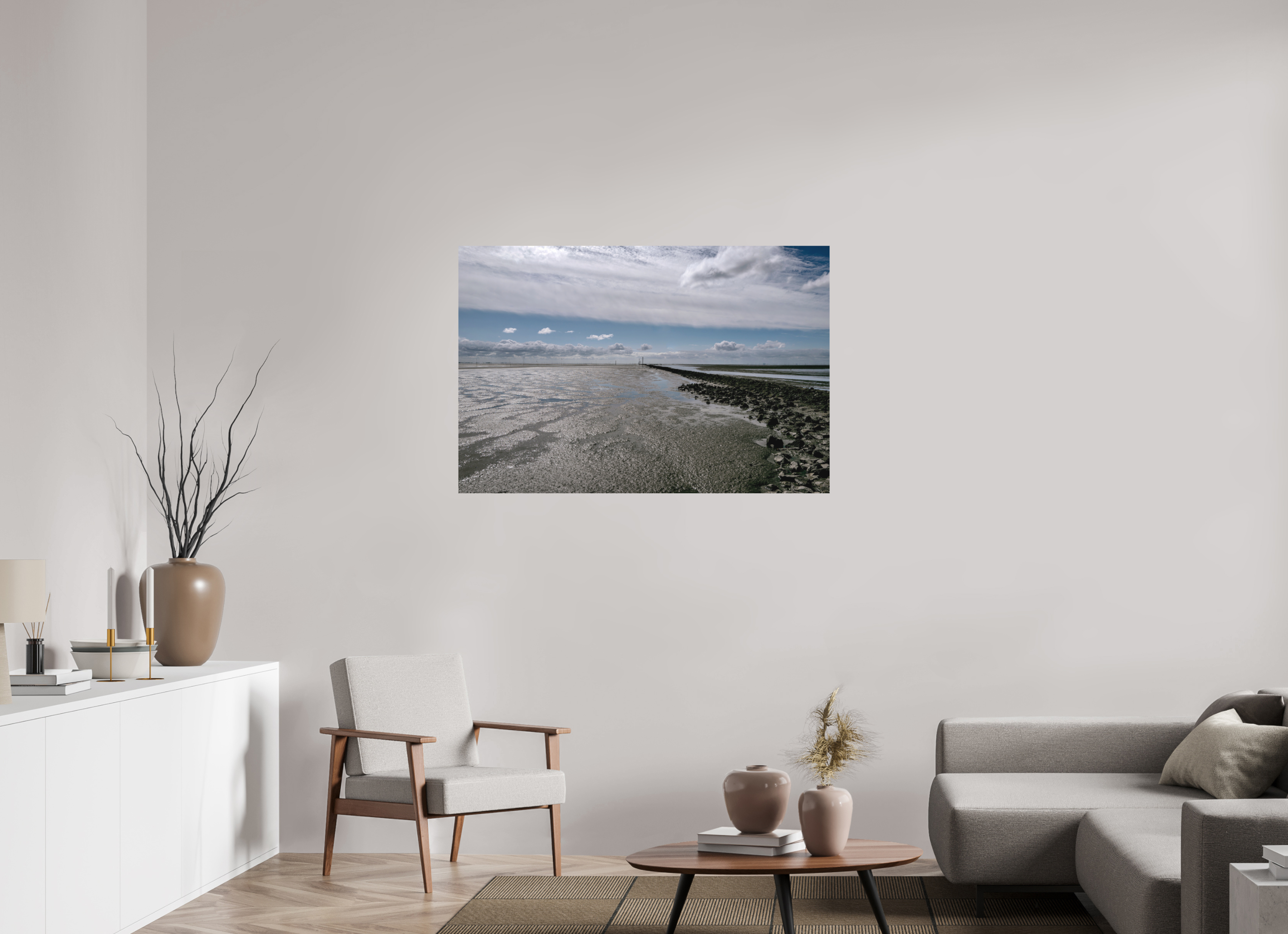 120 x 80 cm, Alu-Dibond Fuji Crystal Archive color matt Nordseeblick rauh und natürlich