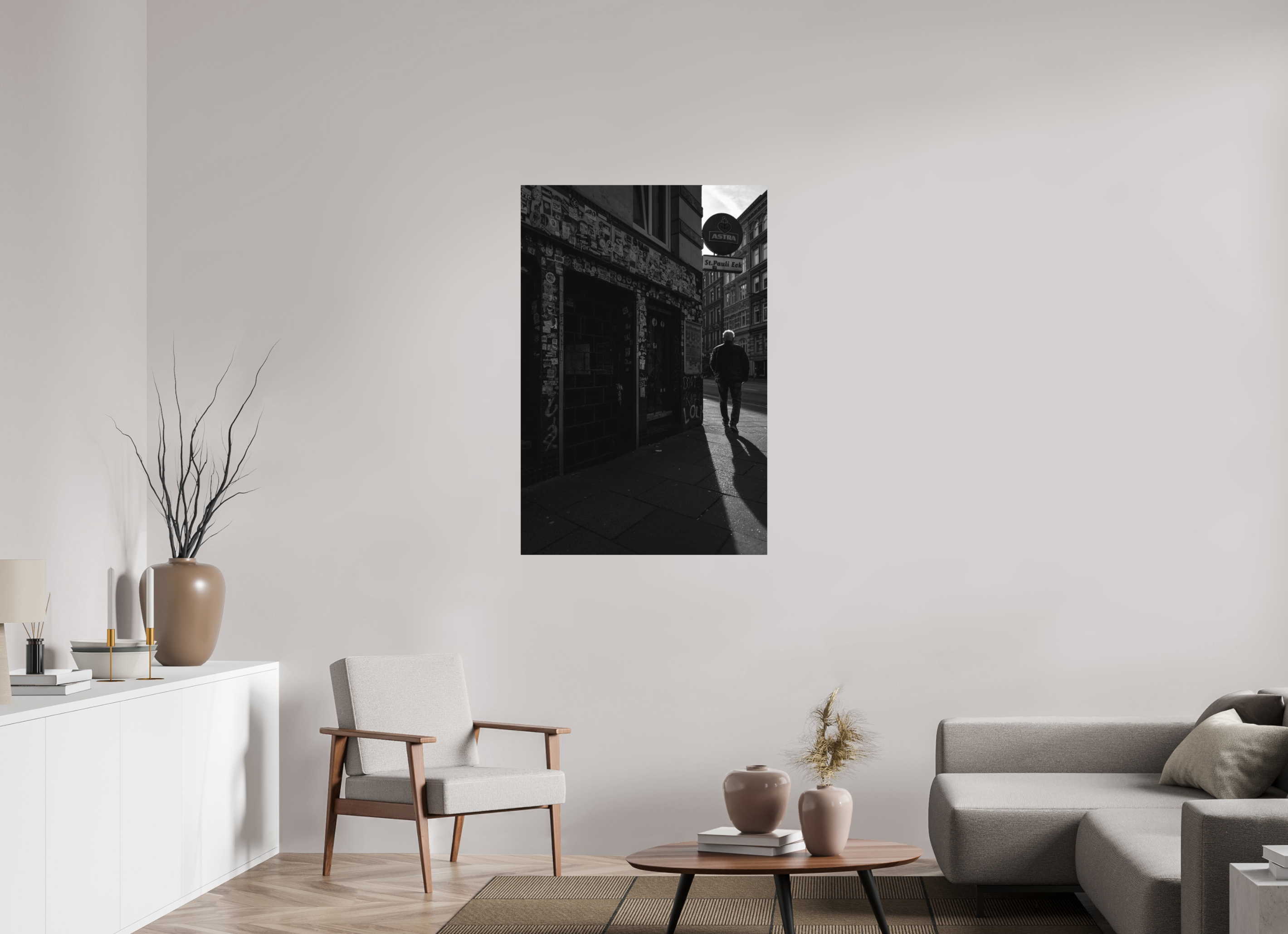 80 x 120 cm, Einzeln Ilford SW Papier matt Spaziergang auf St. Pauli