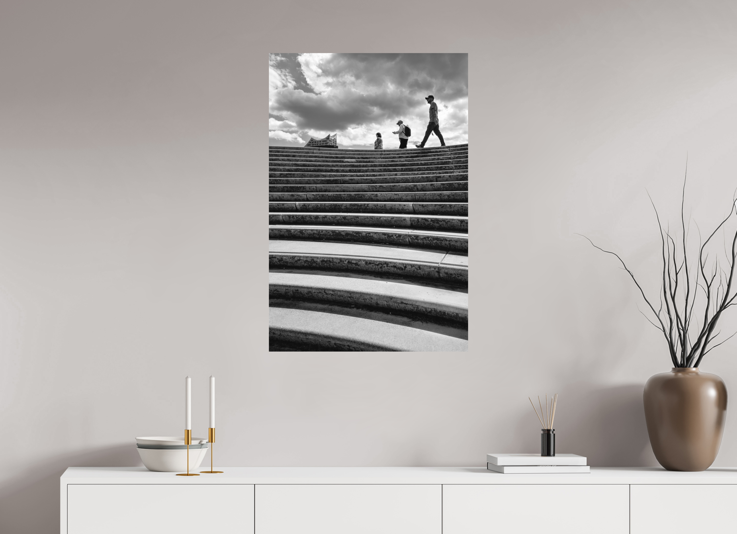 60 x 90 cm, Einzeln Ilford SW Papier matt Landungsbrücken Hamburg