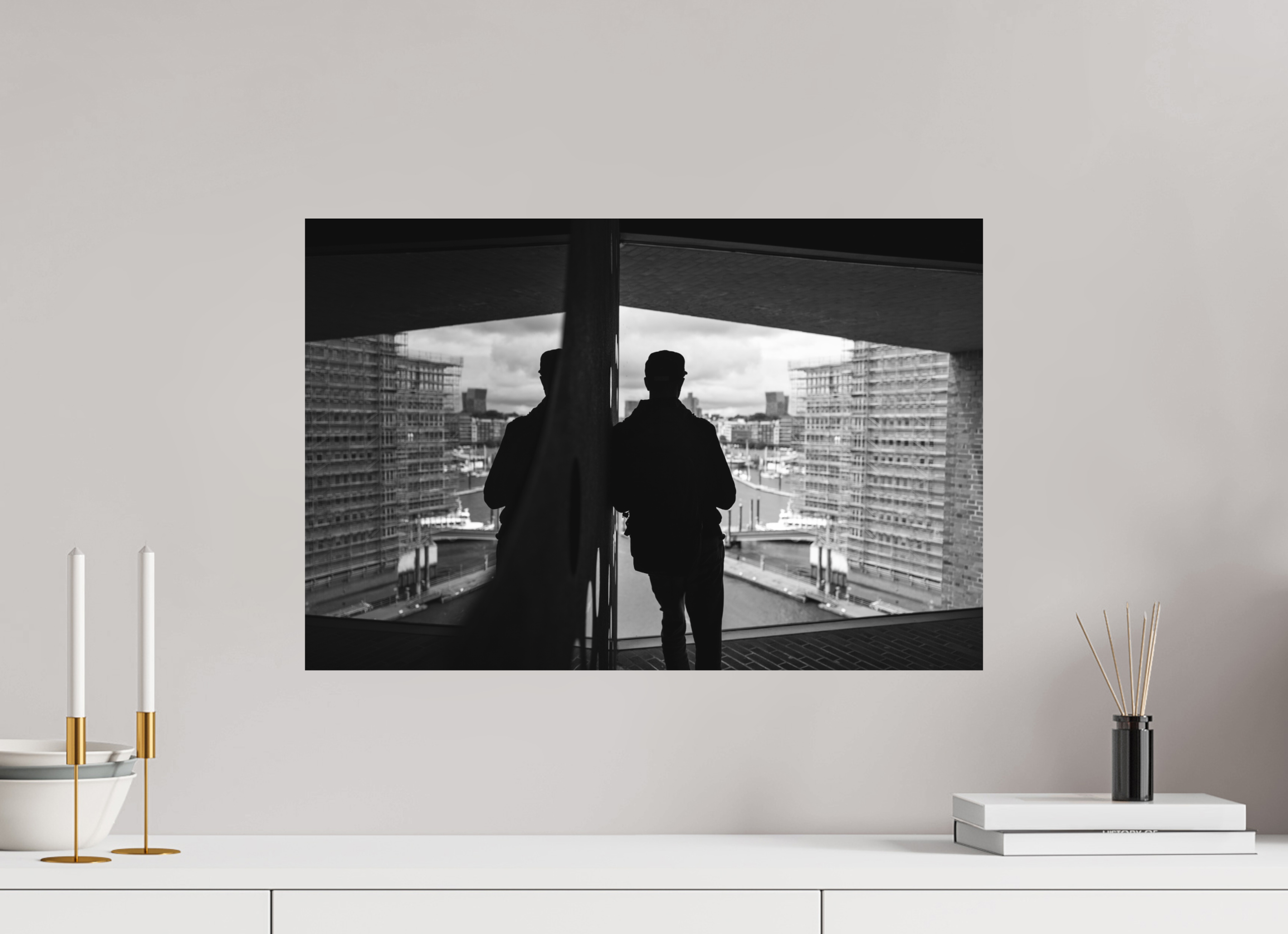 60 x 40 cm, Einzeln Ilford SW Papier matt Blick auf den Hamburger Hafen