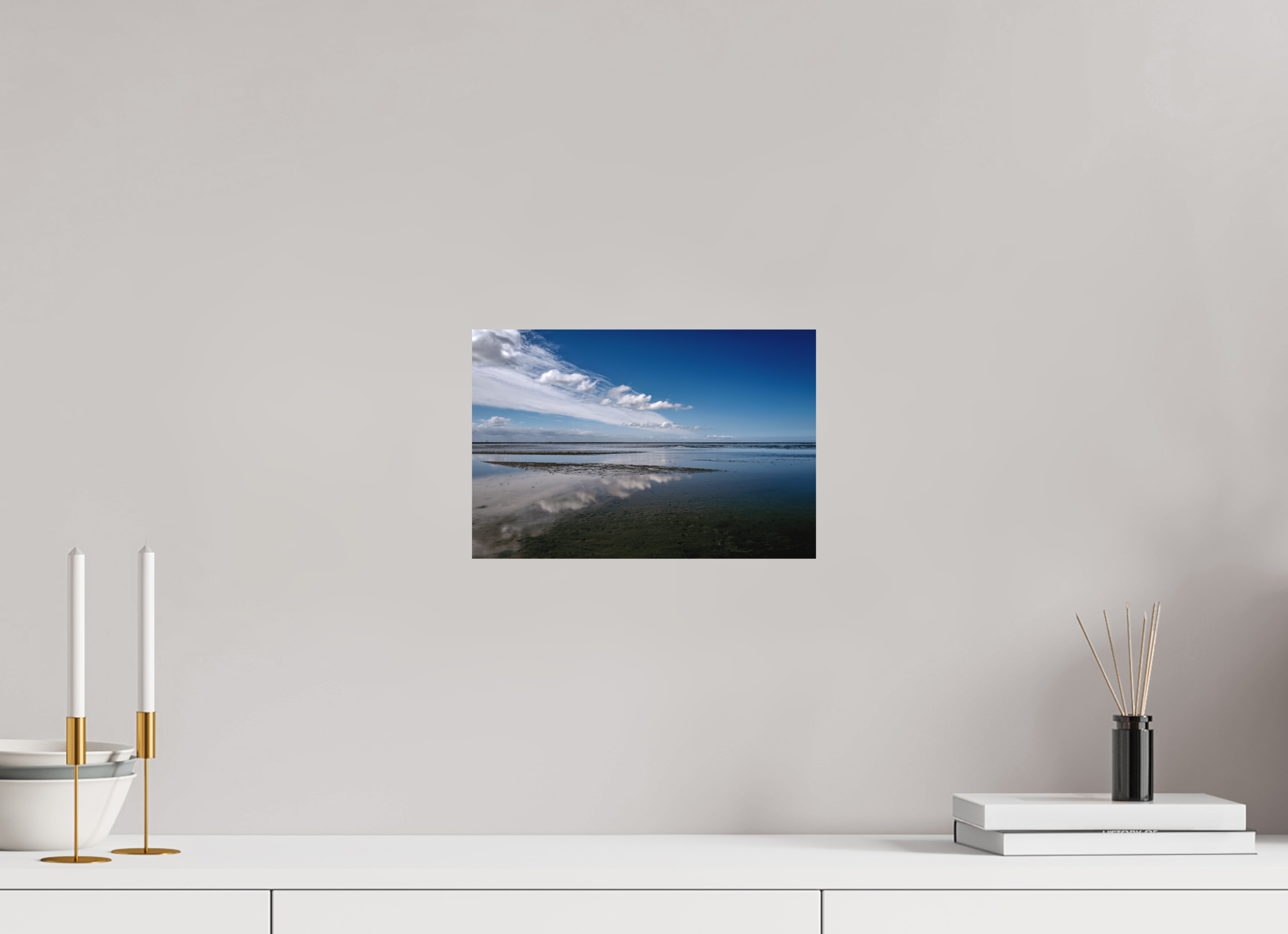 30 x 20 cm, Alu-Dibond Fuji Crystal Archive color matt Spiegelung im Wattenmeer
