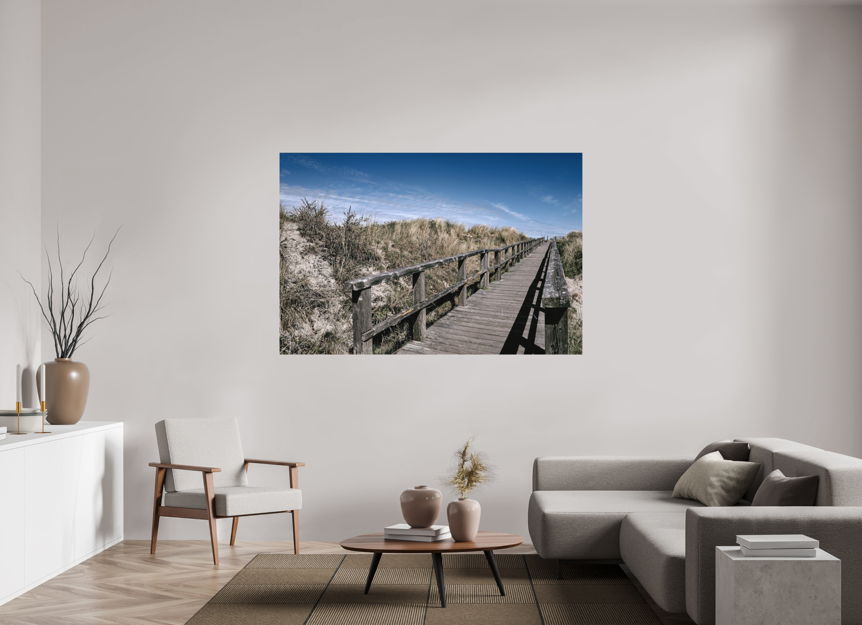 180 x 120 cm, Alu-Dibond Fuji Crystal Archive color matt Brücke in den Dünen