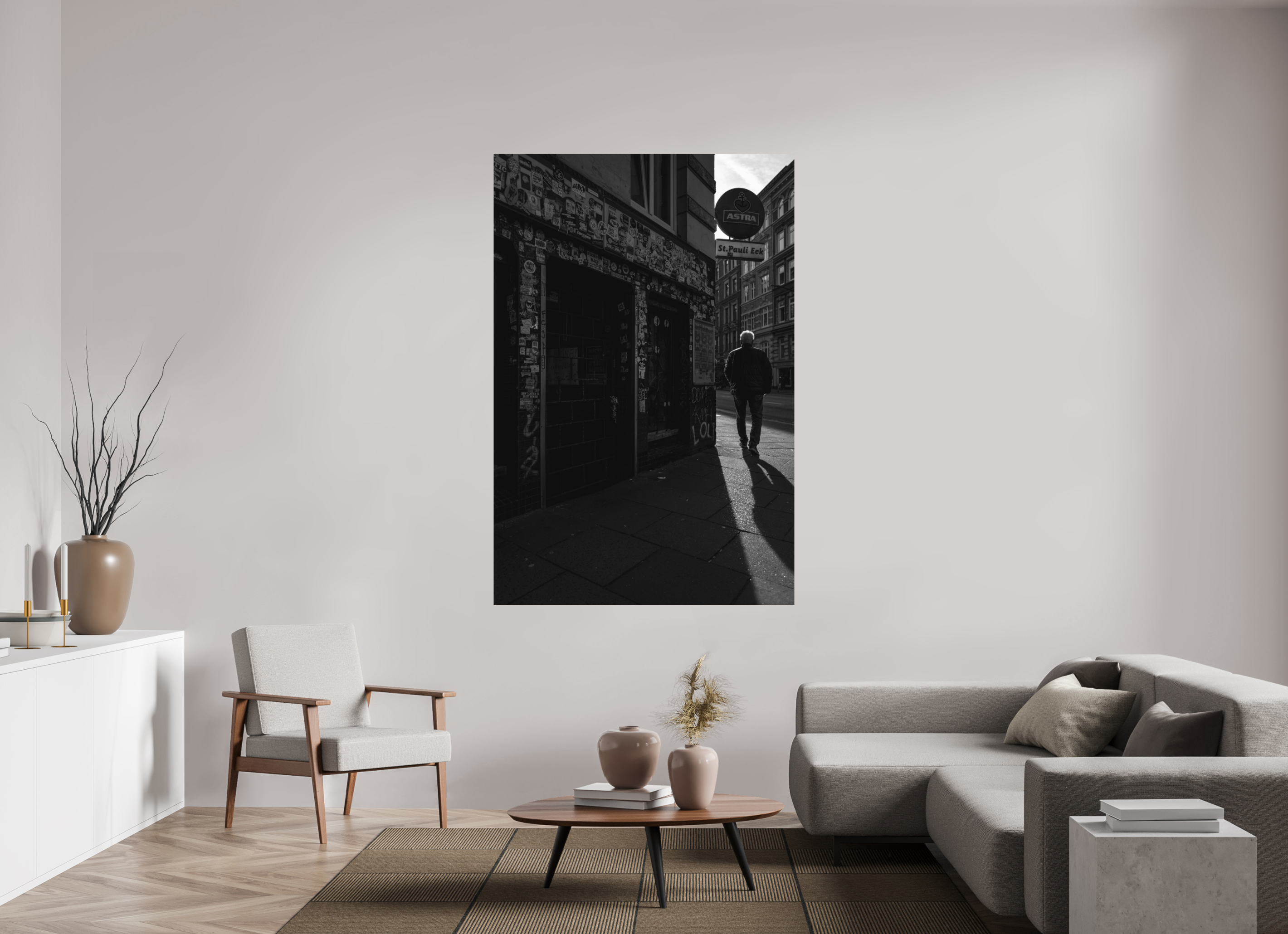 120 x 180 cm, Einzeln Ilford SW Papier matt Spaziergang auf St. Pauli