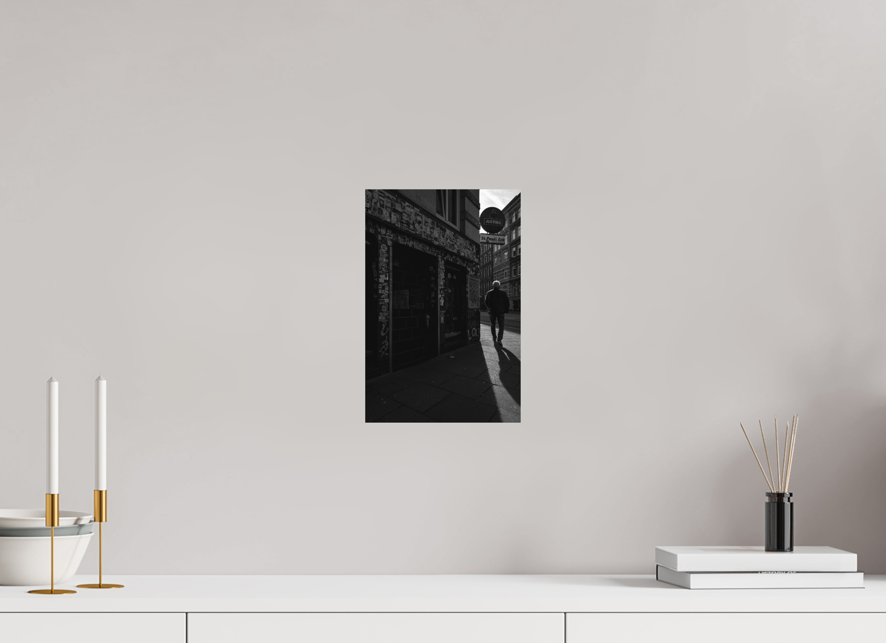 20 x 30 cm, Einzeln Ilford SW Papier matt Spaziergang auf St. Pauli