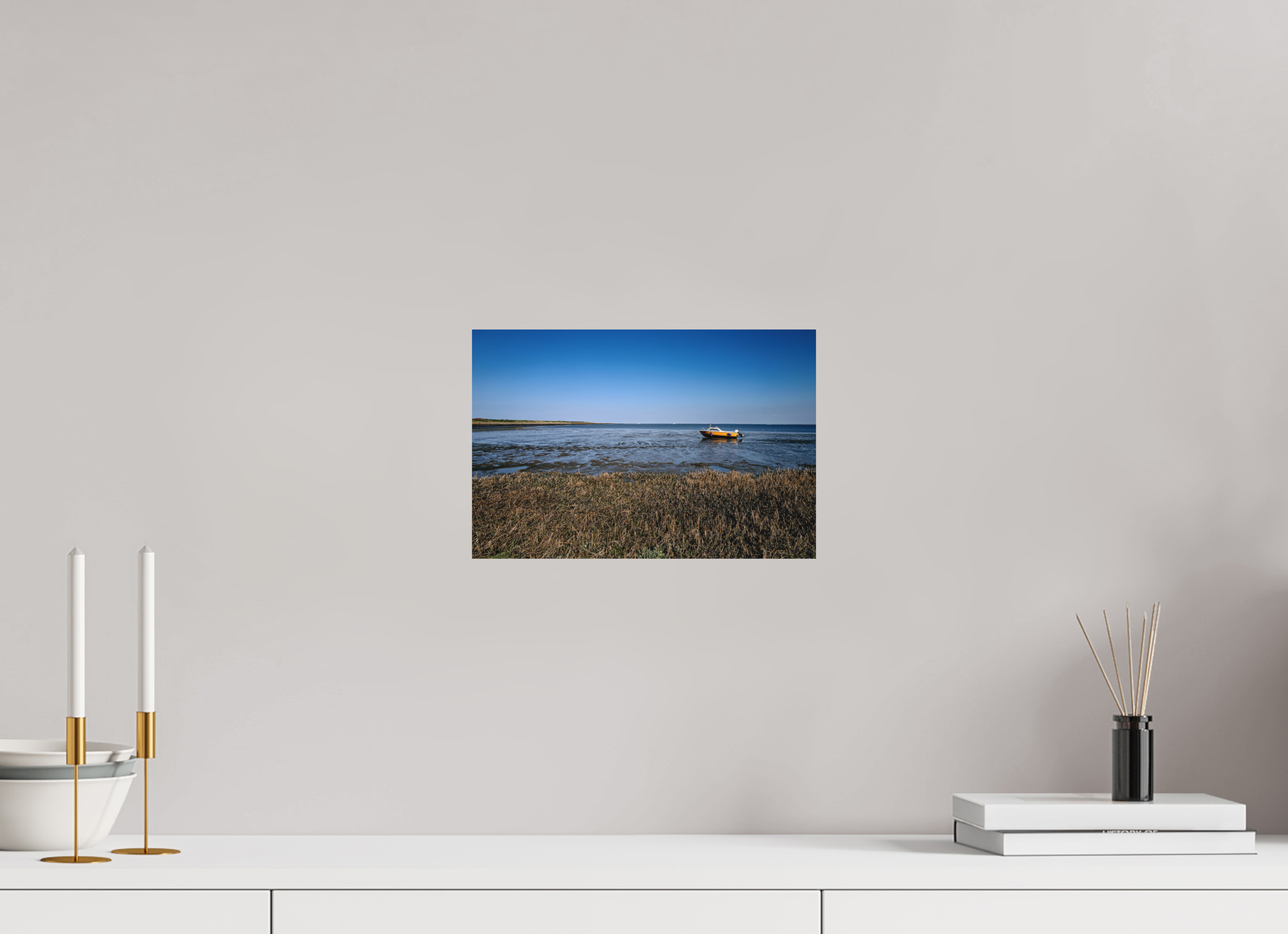 30 x 20 cm, Alu-Dibond Fuji Crystal Archive color matt Boot während der Ebbe