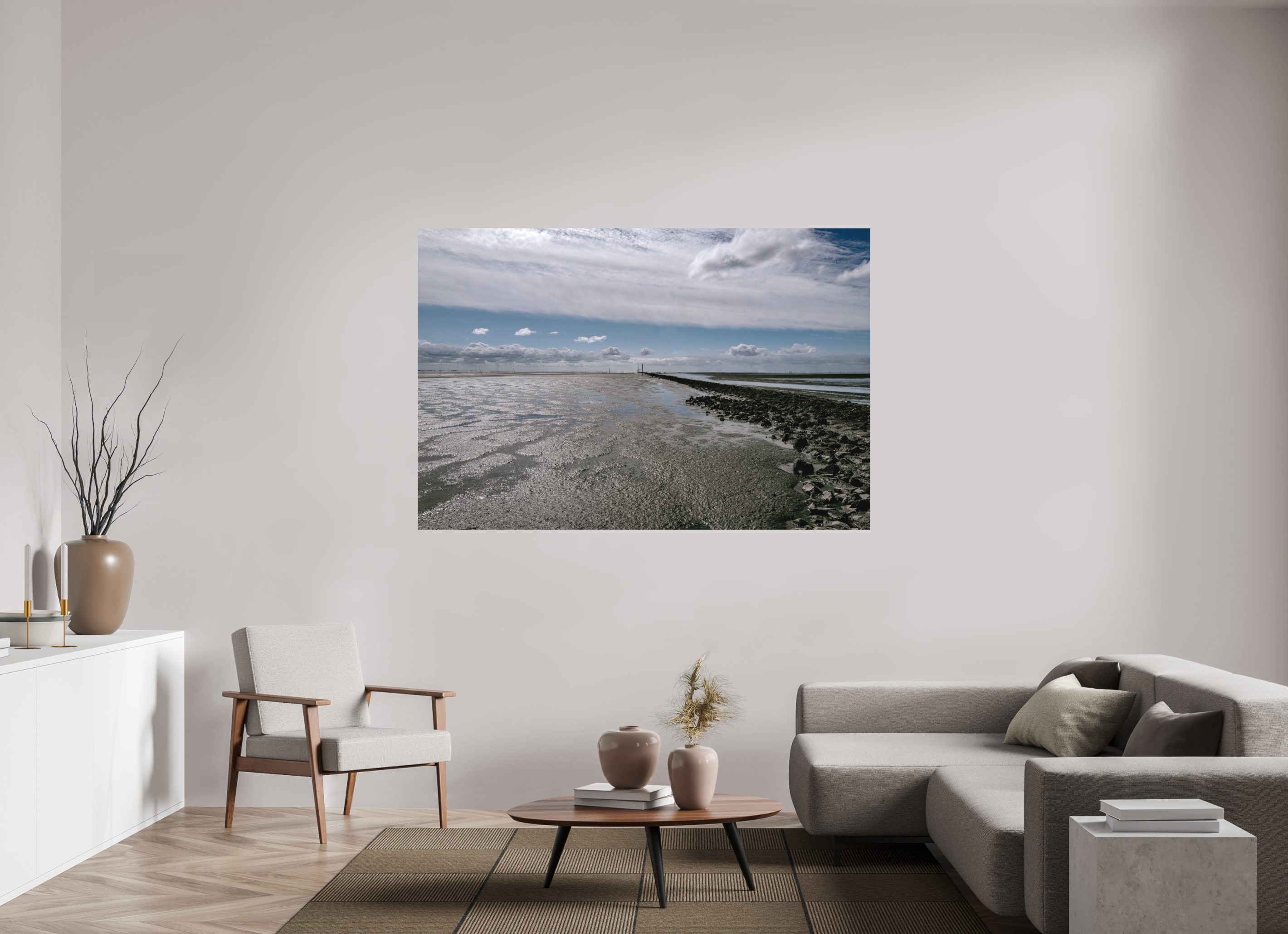 180 x 120 cm, Alu-Dibond Fuji Crystal Archive color matt Nordseeblick rauh und natürlich